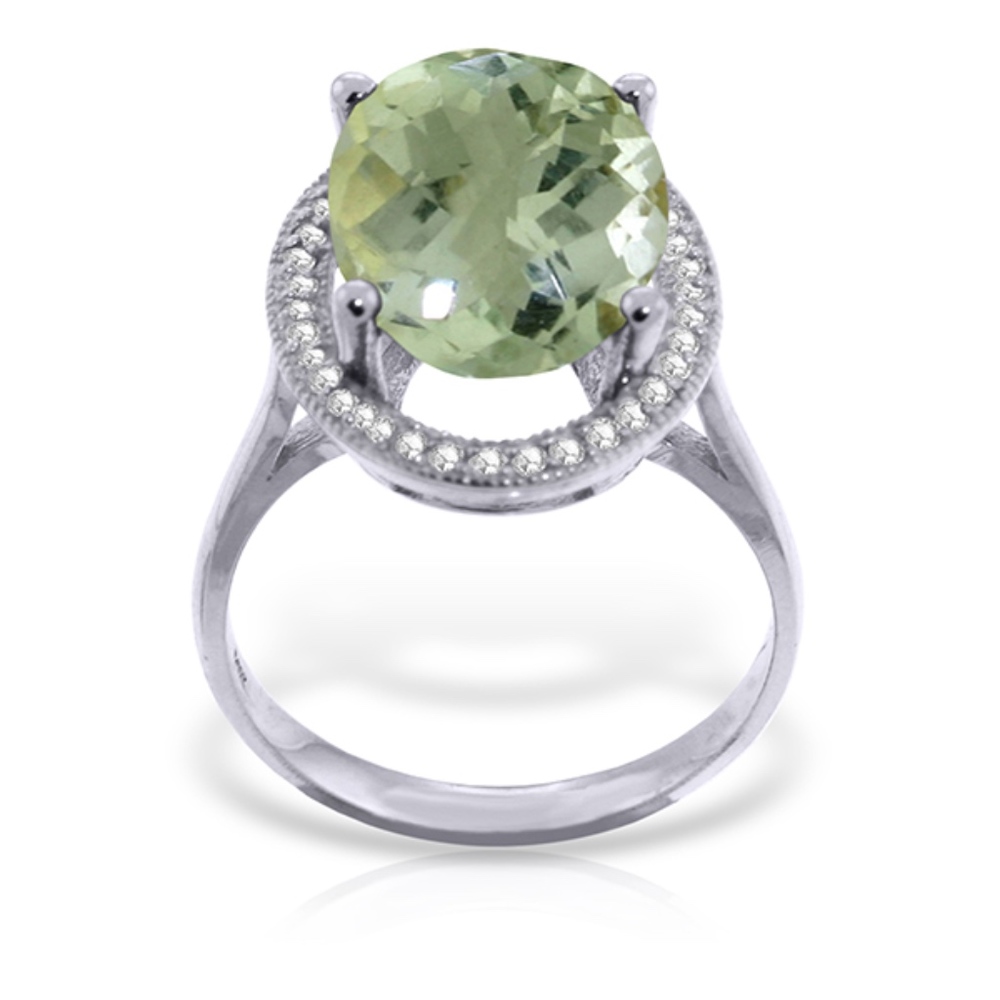 GOLD RING WITH NATURAL DIAMONDS & GREEN AMETHYST - Picture 2 of 5